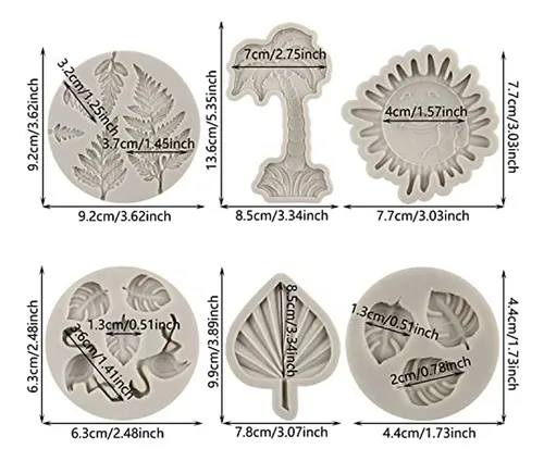 Moldes De Silicona Tropical: Flamingo, Hojas Y Árboles - Set