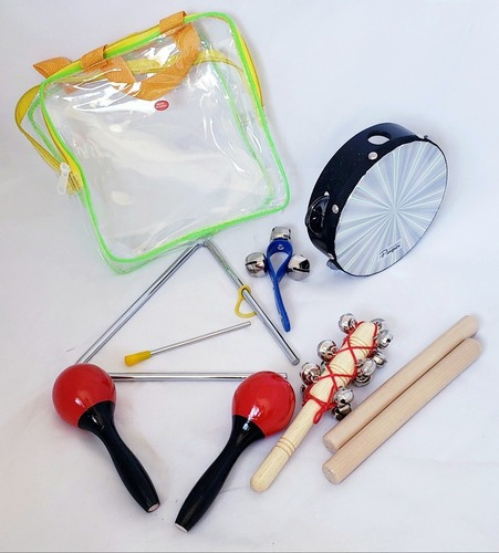 Set Percusión Infantil Parquer Tz6a Maracas Pandeiro