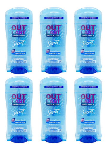 Secret X6 Desodorante Clear Gel Outlast Completely Clean