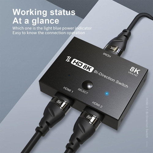 8k 60hz 4k 120hz 2.1 Splitter 2x1 1x2 Portátil Para Monitor