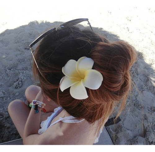 15 Pinzas Para El Pelo Flores Plumeria Hawaiana 9 C Ou