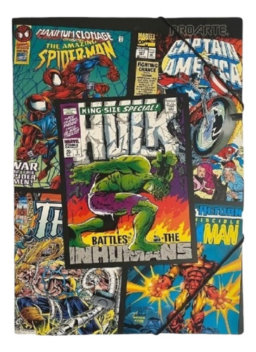 Carpeta Oficio Elástico Marvel Comic Foil Proarte