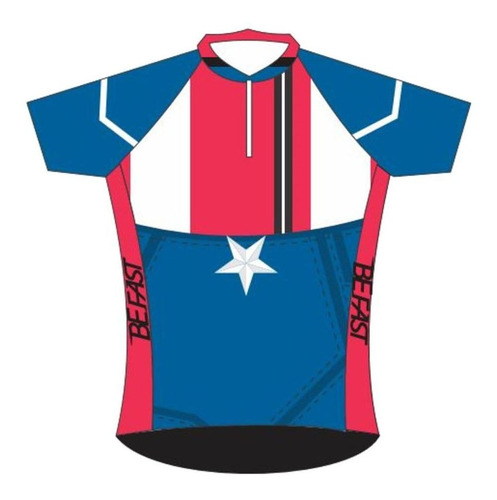 Camisa Befast Infantil Capitao America Azul Branca Ciclismo