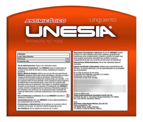 Pack 2 Antimicótico Unguento Unesia Con 20 Gr C/u