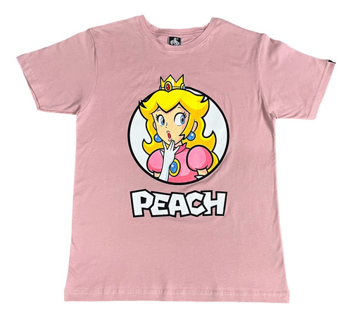 Franela Estampada Princesa Peach Super Mario Rosado Algodón