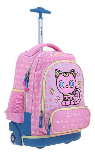 Mochila Grande Con Ruedas Y Luces Led Happy Girl Gispy