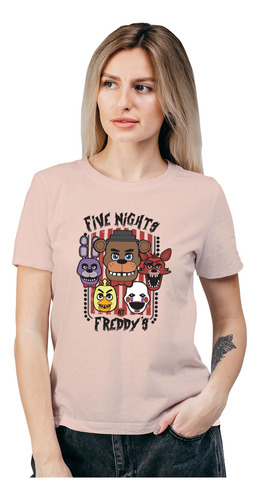 Polera Mujer Five Nights Freddy Fnat Face Gamer Algodon Wiwi