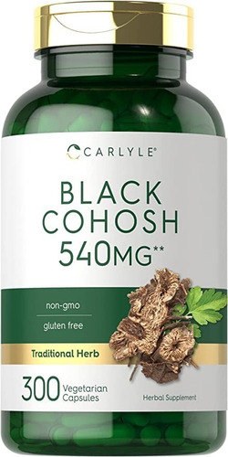 Imagen 1 de 2 de Black Cohosh Negro Premium 300 Caps Menopausia Sofocos 540mg