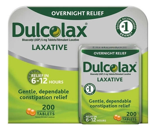 Laxante Dulcolax Laxative, 200 Tabletas Alivio De 6 A 12 Hrs Sabor No Aplica