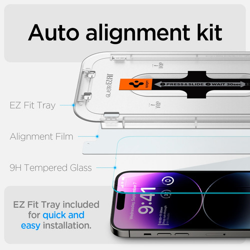 Vidrio Templado Spigen iPhone 14 Pro 6.1, Mica Premium 2unid