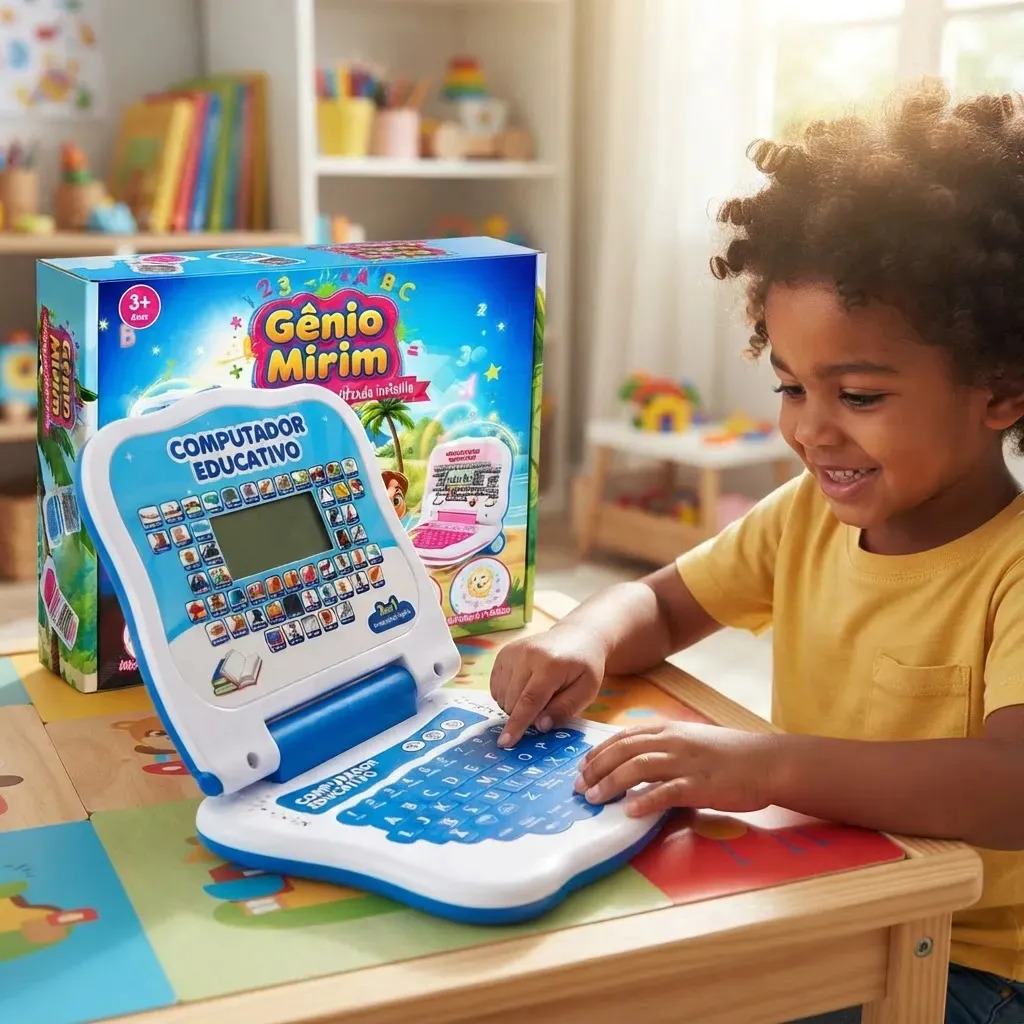 Jogojunto Laptop Infantil Educativo Bilíngue Português Inglês Notebook Brinquedo Interativo Para Crianças Menino Menina Aprender Letras Palavras Matemática