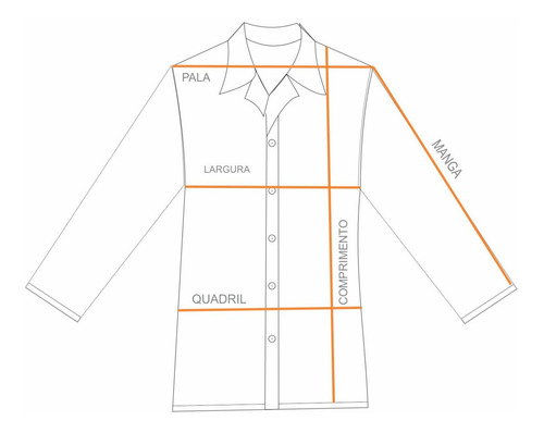 Imagem 5 de 6 de Jaleco 3/4 Masculino Oxford Branco Plus Size Ml - Especial