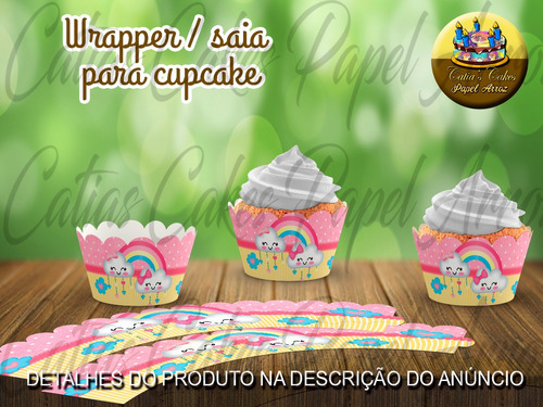  50 Wrappers Saia Para Mini Cupcakes Chuva De Benção Menina