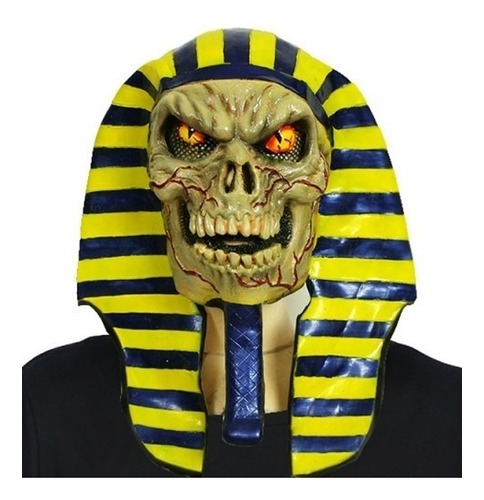 Mascara De Faraon Egipcio Zombie De Latex Premium Disfraz Color Amarillo Zombie Faraon Egipcio