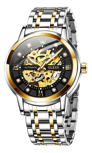 Reloj De Cuerda Automática Para Hombre, Cara De Oro Negro, R