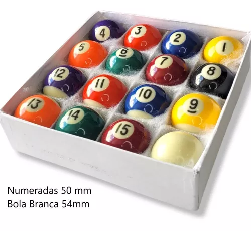 Jogo Bolas De Bilhar Sinuca 56mm Numeradas Branca 58mm