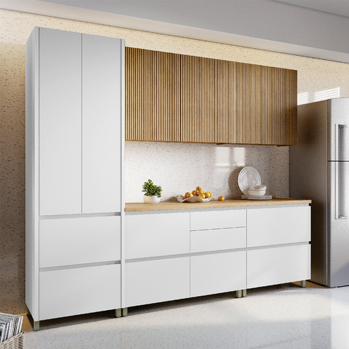 Cozinha Modular Completa Mdf 5 Peças Nesher Rainha Branco Marrom