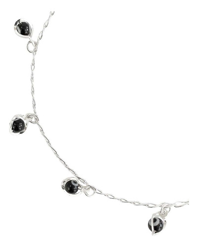 Pulsera Ojo Turco Suerte Colores Mujer Plata Ley 925 Color Negro Diámetro 6 Cm Largo 1 Cm