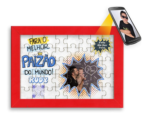 Imagem 8 de 10 de Caneca Dias Dos Pais + Quebra Cabeça Com Foto E Vídeo
