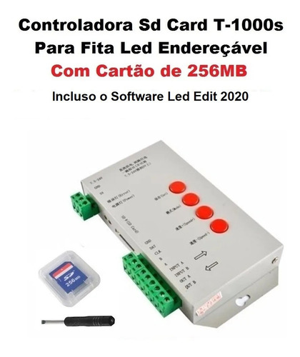 Imagem 2 de 6 de Controladora T1000s P/ Fita Led Enderecavel Com Cartão 256mb
