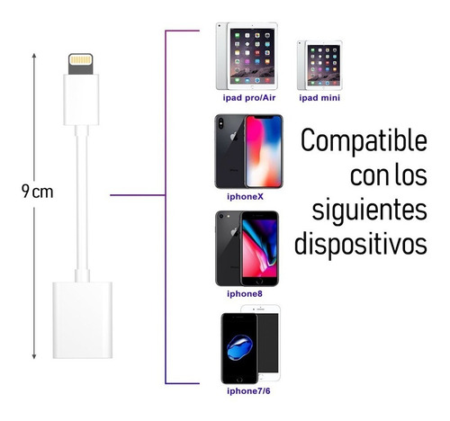 Adaptador Split Lightning Auriculares Y Carga iPhone Música®