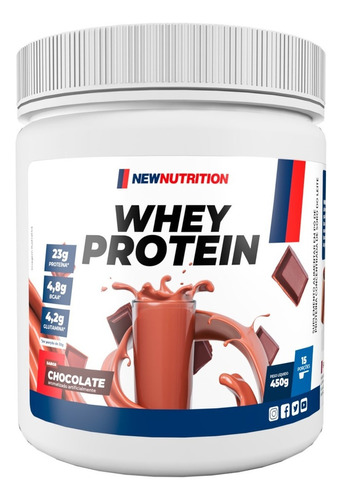 Suplemento Em Pó Newnutrition Whey Protein Concentrado Proteína Soro Do Leite Sabor Chocolate Pote De 450g