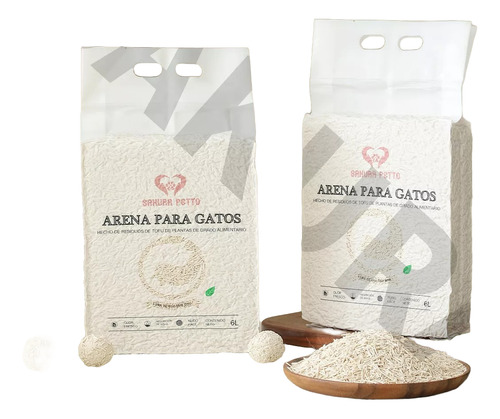 5pcs Arena Para Gatos Biodegradable Con Tofu Vegetal 6l