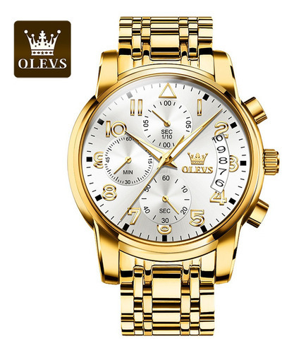 Olevs 2879 Reloj De Cuarzo Cronógrafo De Lujo Para Hombre Color Del Fondo Blanco