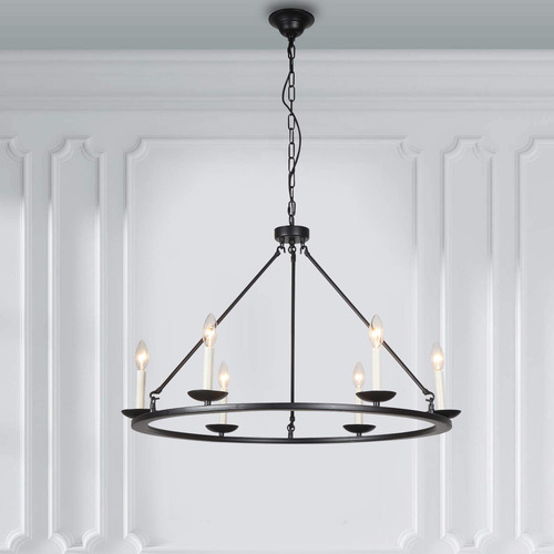 Candelabro Rueda Carro Negro A1a9 30  Estilo Vela 6 Luz Casa