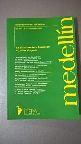 Revista Medellin 116 La Sacrosanctum Concilium 40 Años