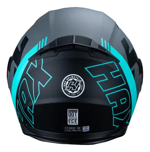 Casco Abatible Moto Hax Amatista Wind Negro Turquesa Color Negro