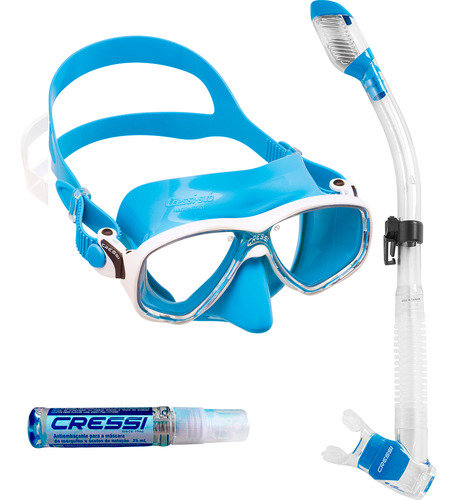 Kit Cressi Marea & Dry & Anti-fog Cor Azul/branco