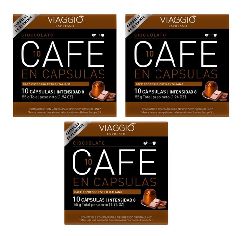 Pack 30 Cápsulas 3 Sabores Café Chocolate Para Nespresso