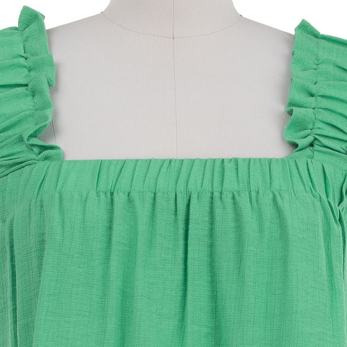 Imagen 4 de 7 de Blusa Tirantes Corta Holgada Fresca Primaveral Strapless.