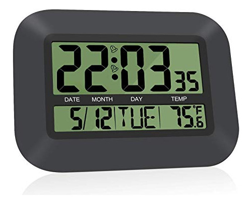 Reloj De Pared Digital Simple Heqiao (negro Noche)