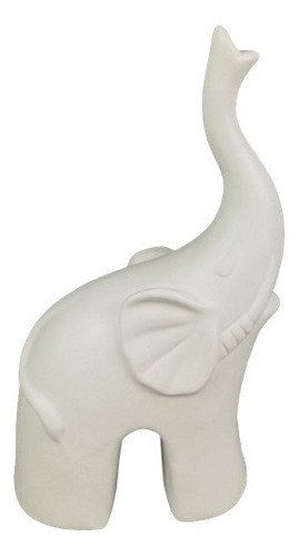 Escultura Elefante Decorativo De Resina Branco Fosco G