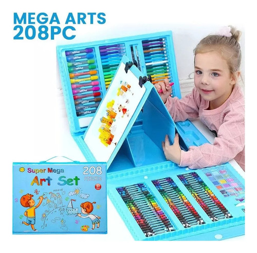 Set De Arte Niños 208 Piezas Crayolas Acuarelas Colores