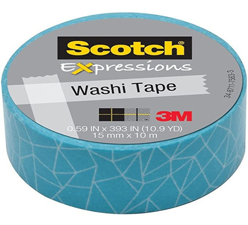 Cinta Scotch 3m Washi Tape Expression Turquesa Rombos 10 Mts