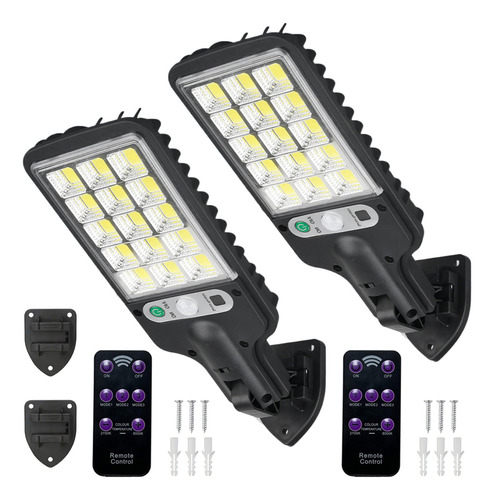Kit 2 Mini Luminária Solar De Parede Refletor Com Controle