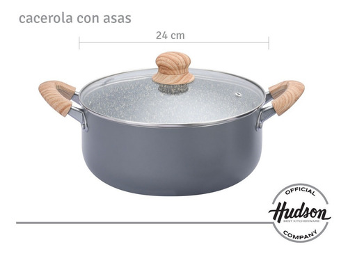 Cacerola Hudson De Aluminio C/antiadherente Granito 24 Cm Color Gris