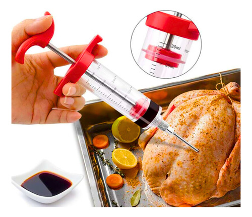 Jeringa Adobar Carne Pollo Cerdo Gastronómica Aguja Acero