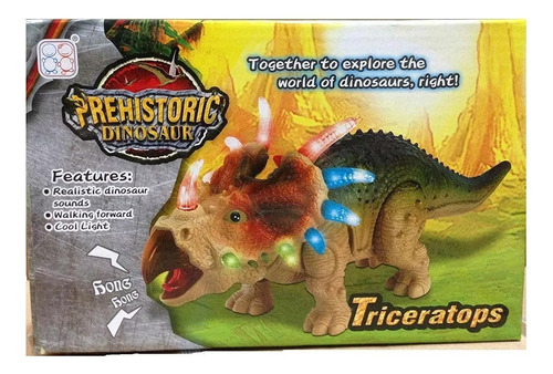 Super Dinosaurio Triceratops Con Luz A Pila 