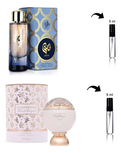  Kit Souvenir Floral Bouquet Frutado(5 Ml) \ Duha Al Wataniah  Sage Tangerine Musk Amber Cashmere Wood Feminino (5 Ml) Decants 