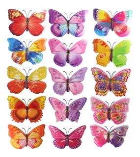 12 Etiquetas Calcomanías De Pared Diseño Surtidos Mariposas 