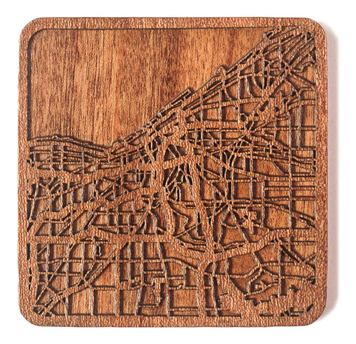 Posavaso Madera Mapa Ciudad Cleveland