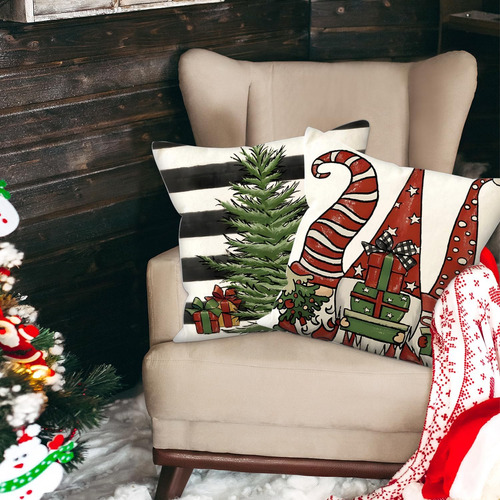 Juego De 4 Fundas De Almohada De Navidad, 18 X 18 Pulga...