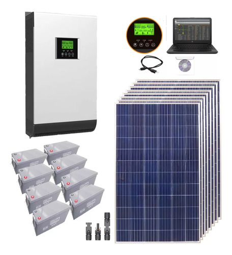 Kit Solar Hibrido 16800wh X Dia 5kw /10kw 220v Casa Campo H7