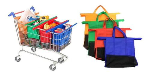 Set 4 Bolsas Organizadoras De Supermercado Reutilizables