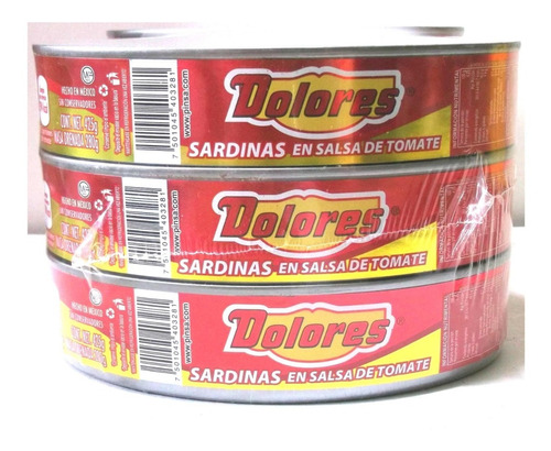 Sardina En Salsa De Tomate Dolores,6 Latas De 425 Grs 