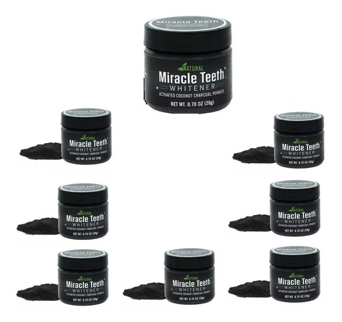 Pack 8 Blanqueador Dental Carbón Miracle Teeth